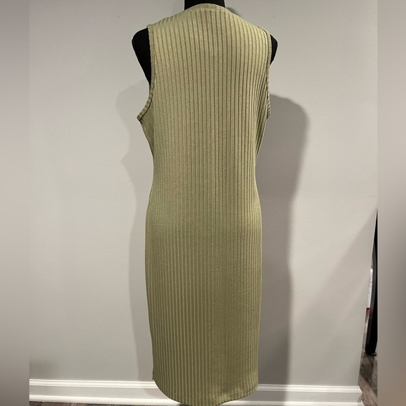 🆕 NINE WEST Tank Dress Ribbed Size Large Sage Green - Picture 2 of 10